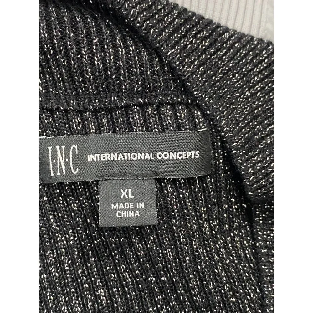 INC International Concepts‎ Men's Metallic Ribbed-Knit Full Silver Combo XL